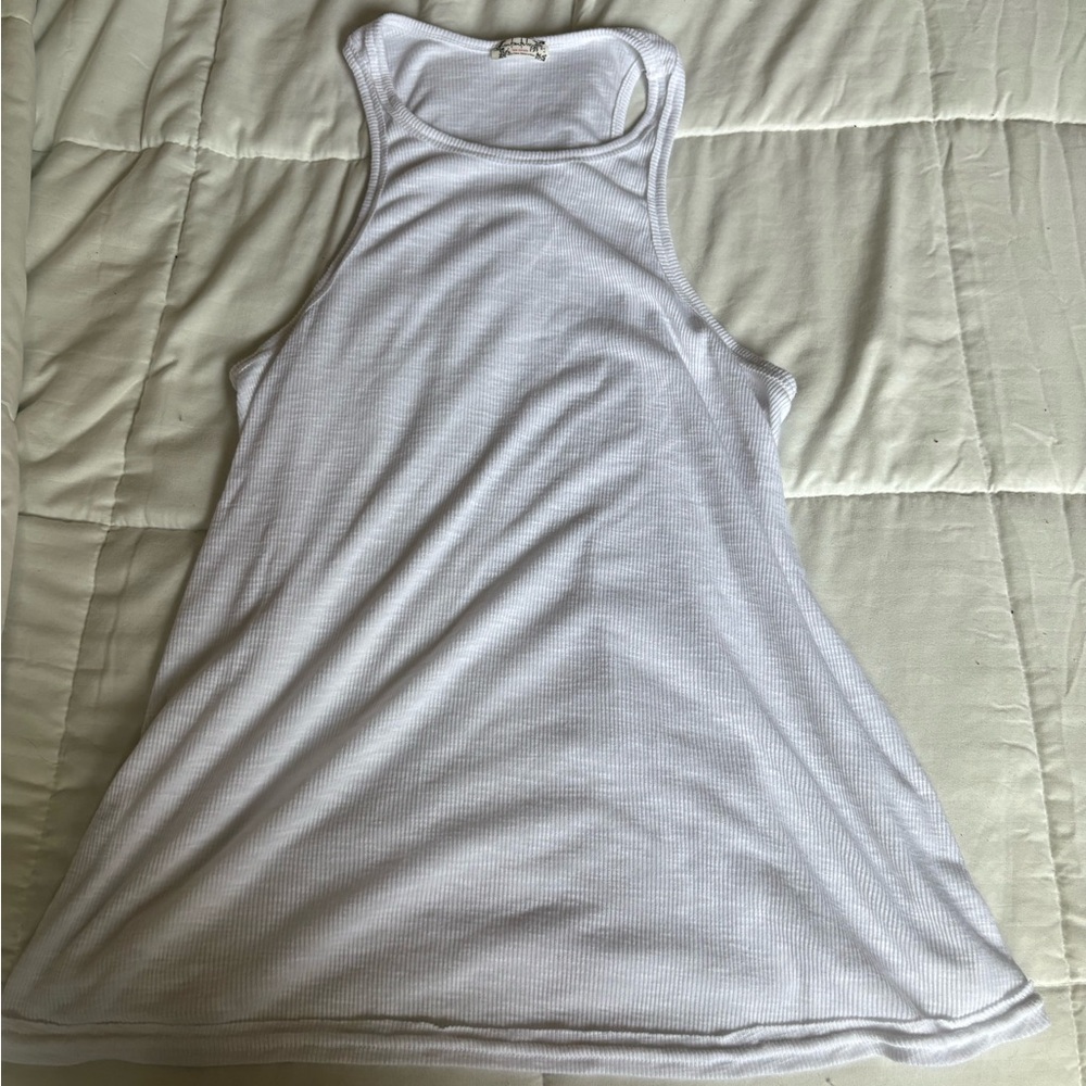 Free People Gray Asymmetrical Sleeveless Tank Top